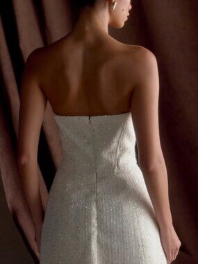 NWT Meshki Lorrie Tweed Corset Mini Dress - White